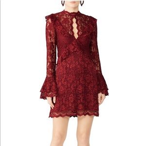 Saylor Red Floral Lace Holiday Dress